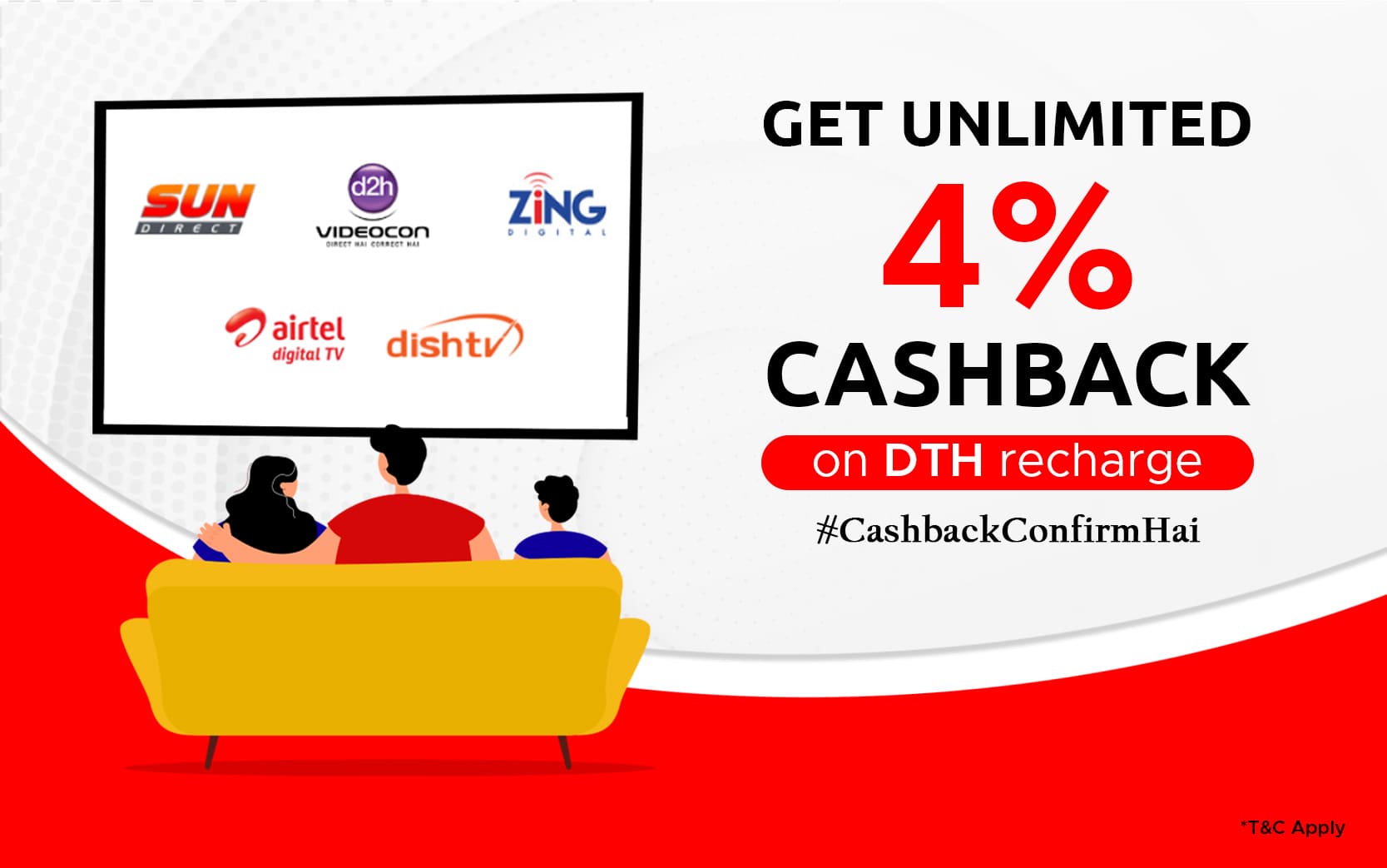 Get UNLIMITED 4 CASHBACK on Dish TV Recharges. ePayon Recharge